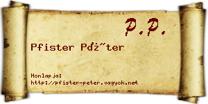 Pfister Péter névjegykártya